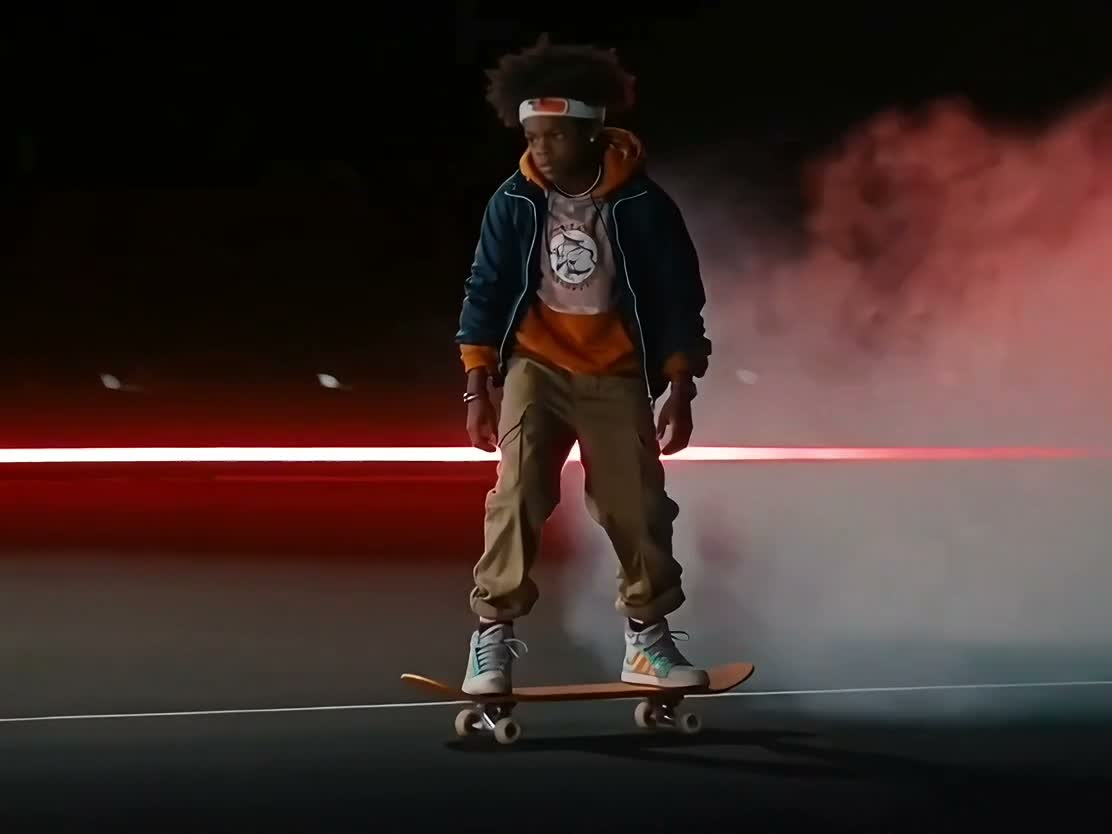 Skateboard stunt: flying car AI video example