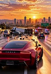 Sunset Highway Launch Tesla Roadster AI video preview